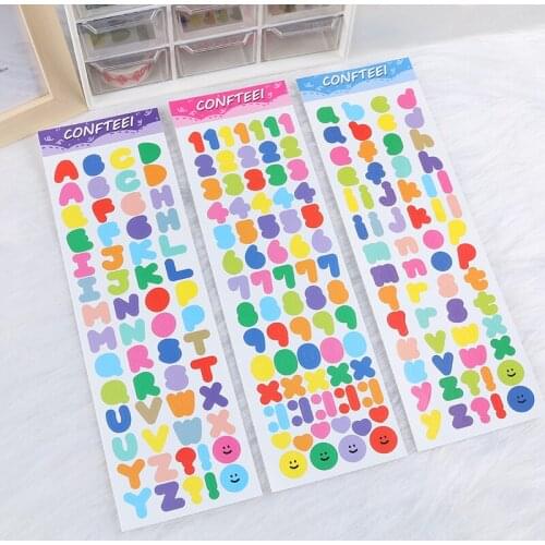 Colorful Alphanumeric Cute Stickers Smiling Face Labels notebook Diary Mobile Phone Stationery Diy Creative Decorative Sticker