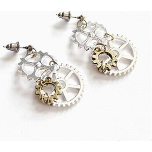 Creative Steampunk Earring for Women Girl Personality Vintage Gear Chain Pendant Drop Earrings Jewelry Accessories Hot Sale Gift