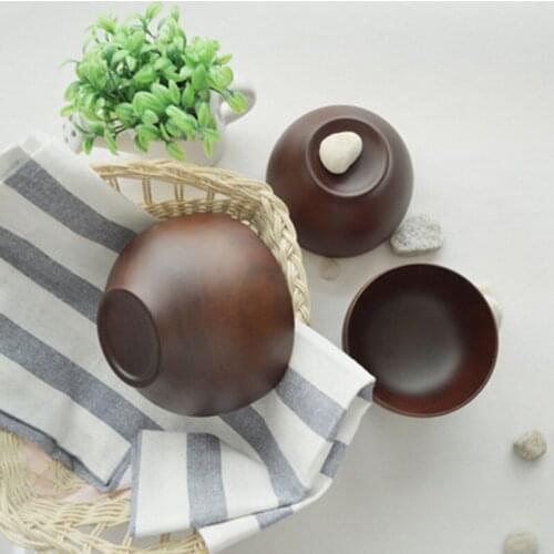 Natural Wood Kitchen Tableware Containers Wooden Bowl Coffee /Ramen Bowl Ice Cream/Salad/ Rice/ Soup Bowl