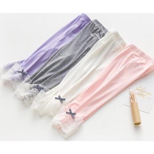 Fashion Toddler Baby Girl Leggings Bowknot Lace Skinny Trousers for 2-12Y Girls Summer Children Clothing