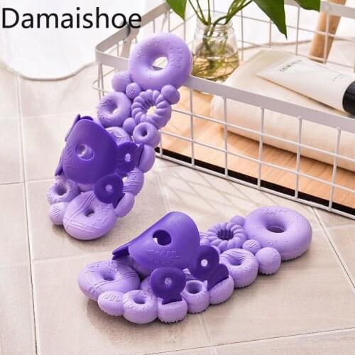 Fashion Bathroom Non-Slip Slipper Womens Summer Home Indoor Bath Quick-Drying Soft Bottom Sandals Donut Hollow Leaking Slippers