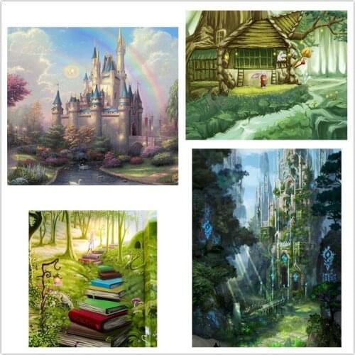 Frame Fairy Tale Forest Paint By Numbers For Adults Kids Handpainted Landscape Oil Painting Canvas Drawing DIY Gift
