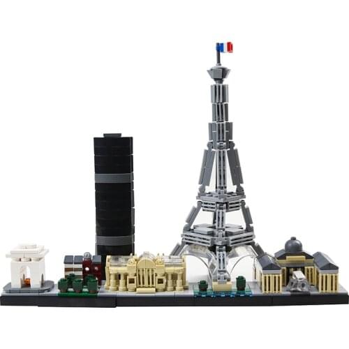 MOC Skyline Paris Architecture Building Blocks Kit 21044 Assemble Tower Edifice Bricks Town Streetscape Toys For Children Gifts