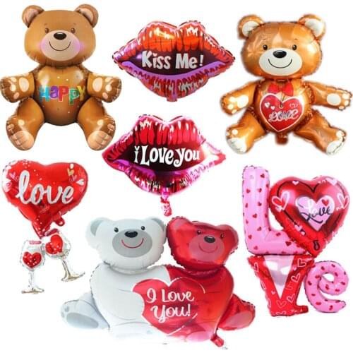 I Love You Kiss Me Lips Love Foil Balloon For Valentines Day Decoration Wedding Anniversary Inflatable Balloon Birthday Gifts