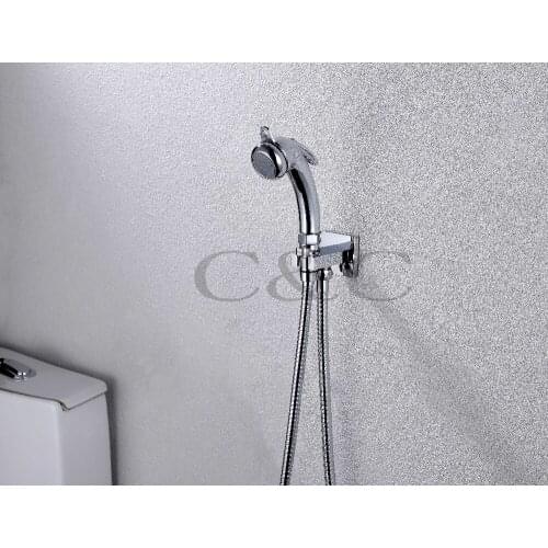 Wall Mounted Chrome Multifunctional Portable Shattaf Bidet Gun With Brass Holder and Stainless Steel Hose A801H