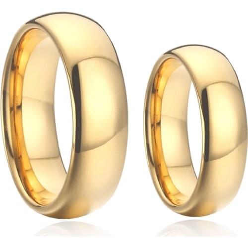 100% Golden tungsten carbide finger ring Marriage Alliance wedding band couple rings for men and women 2/4/6/8 mm