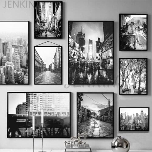 Posters and Prints Picture for Living Room Home Decor Modern Fashion City Street Canvas Painting Black White Wall Art Nordic