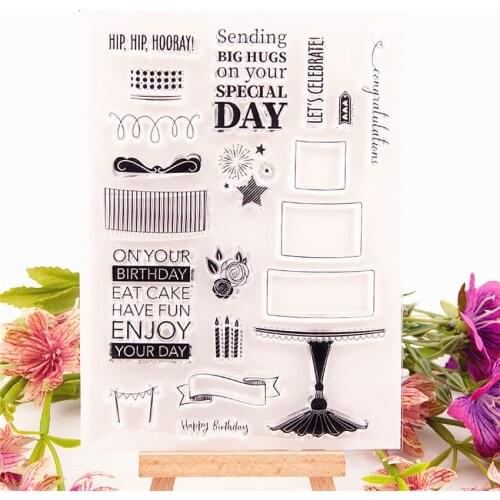 11x15.5cm birthday cake Transparent Silicone Rubber Clear Stamps cartoon Scrapbooking/DIY Easter Childrens toys album