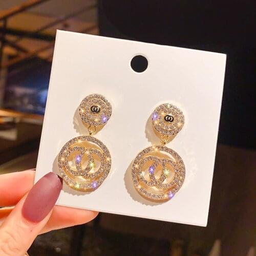 Luxury Rhinestone Geometric Drop Earrings for Women Girls Bijoux Square Crystal from Swarovskis Party Jewelry Gifts Gold Trendy