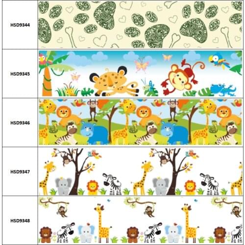 Craft 22MM 25MM 38MM 50MM 75mm Animal Series Lion Printed Grosgrain/Satin Ribbon for DIY Sewing Hairbow Accessories Decoration