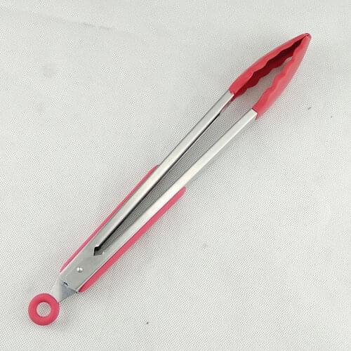 Non injury coating silicone barbecue pliers beef clip kitchen cooking non stick barbecue clip stainless steel tool accessories