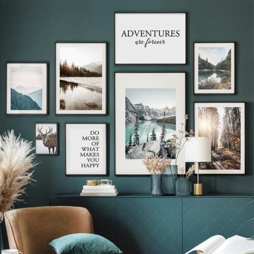 Modern Forest Mountain Reflection Lakes Landscape Wall Prints Art Canvas Painting Poster Picture Living Room Interior Home Decor