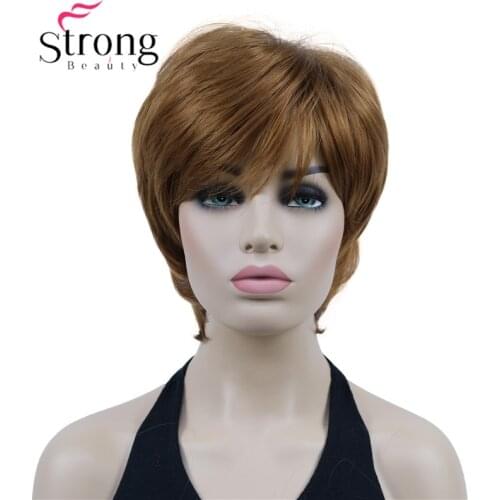 StrongBeauty Short Layered Light Auburn Thick Fluffy Full Synthetic Wig