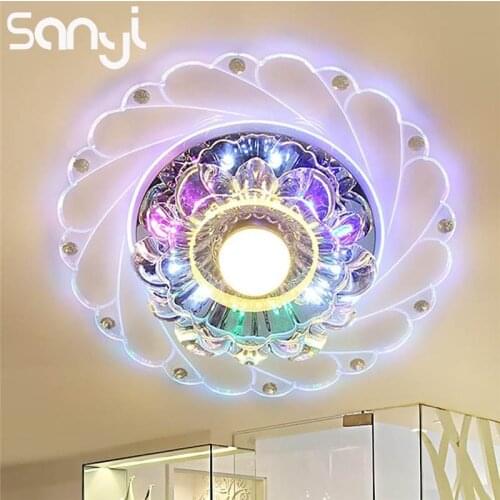 SANYI LED Ceiling Light Crystal Circular Mini Ceiling Lamp Modern Lighting Fixture for Living Room Aisle Corridor Kitchen