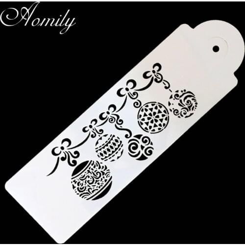 Aomily Lucky Blessings Circular Lantern Shaped Cake Stencil Airbrush Painting Mold Cookies Fondant Cake Mousse Decorating Molds