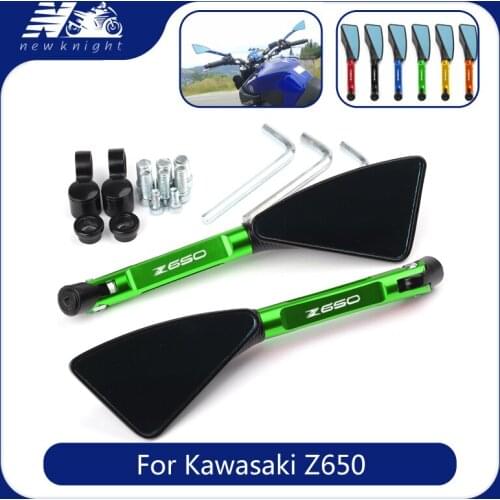 Universal With Logo 6 Colors Motorcycle CNC Aluminum 8mm 10mm Rear View Mirrors Blue Anti-glare Mirror For Kawasaki Z650 Z 650