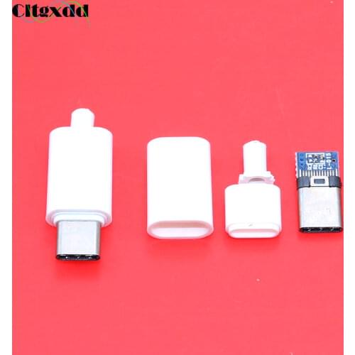 Cltgxdd 4 in 1 USB TYPE-C Male plug connector kit cover,white plastic casee USB type c charging socket interface