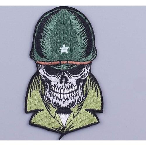 Helmet Skull Skeleton Patch Embroidered Patch For Clothing Badge Iron On Patches On Clothes Applique Patches Jacket Sewing Diy