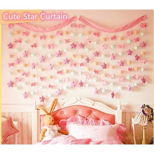 Star Bowknot Door Curtain Dormitory Photo Decoration Curtain Childrens Room Half Curtain Ornaments Home Decor Party Curtain