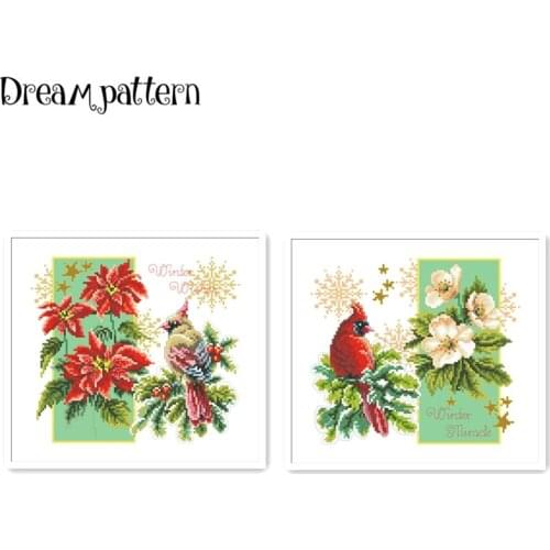 Winter Wishes cross stitch kit flowers 18ct 14ct 11ct cotton silk thread white fabric embroidery DIY handmade needlework