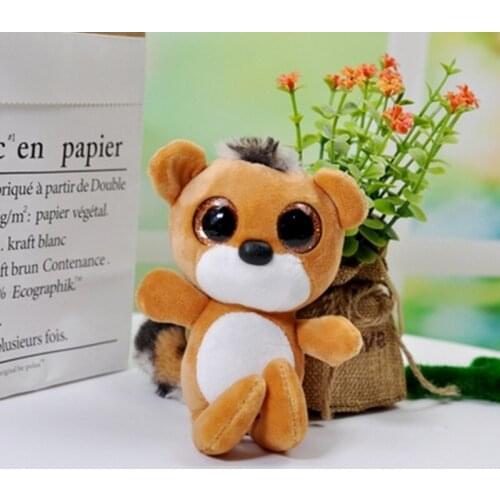 1pcs Boutique 16cm New cute raccoon backpack accessories boutique doll machine doll Plush Keychains toys Girls Bag Car buckle