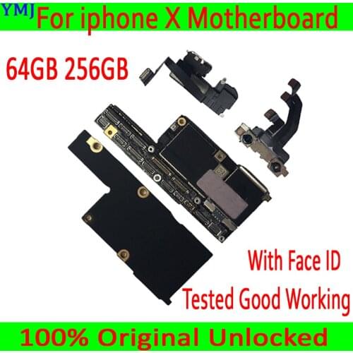 Original Motherboard For iPhone X Mainboard Factory Unlock With Full Chips For iPhone X Logic Board with Face ID Good Working