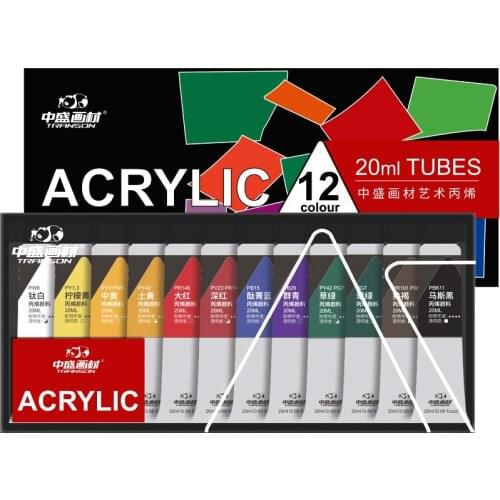 12/24 Colors 20ML Acrylic Paint Set Color Paint For Fabric Clothing Nail Glass Drawing Painting For Kids Waterproof Art Supplies