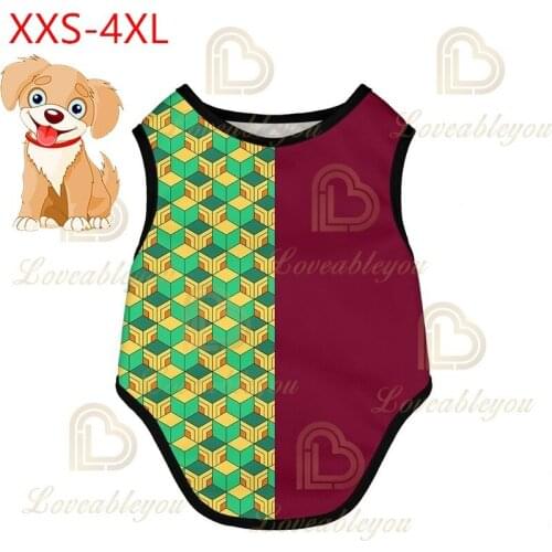 2021 Demon Slayer 3D Print Hoodie Pet Vest Dog Clothes Jacket Coat Jacket Coat Clothing Outfit Hoodies for Small Medium Dogs