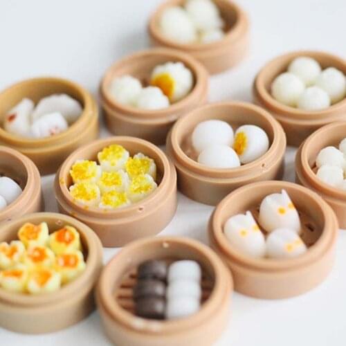 4PCS/LOT Dollhouse Miniatures 1/6 Mini Food Cantonese Dim Sum for Barbies BJD Doll House Play Toys