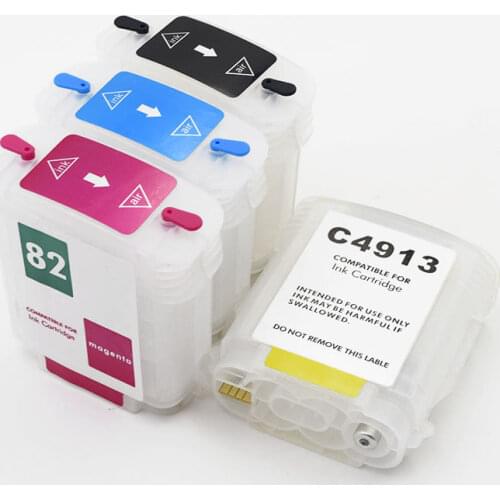4 Pieces/Lot Empty Refill ink Cartridge For HP 10 82 With Auto Reset Chip For HP Designjet 500 800 815/820MPF Printer
