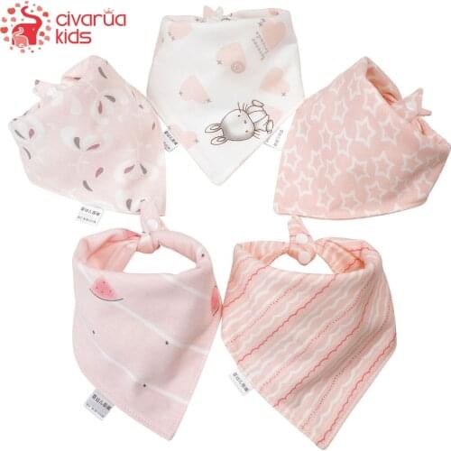 5pcs Baby Bibs Cotton Bandana Bibs Baby Feeding Infant Teething Bibs Cartoon Saliva Towel Baby Eating Accessory Baby Stuff