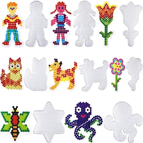 8Pcs 5mm Hama Beads Pegboards Including 8Pcs Colorful Cards Clear Plastic Pegboards Fuse beads for puzzle 3d toys for children