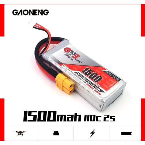 Gaoneng GNB 1500mAh 7.4V 2S 110C/220C Lipo Battery With XT60 Plug For RC Helicopter Quadcopter FPV Racing Drone parts