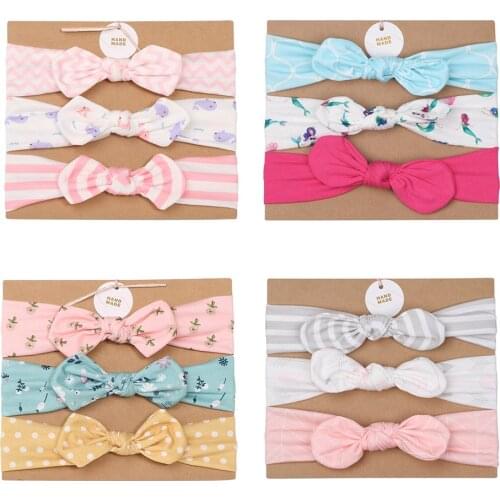 0-2 Years Newborn Baby Headwear 3pcs Spring Autumn Toddler Baby Elastic Bow Hair Ornament Cute Headband for Baby