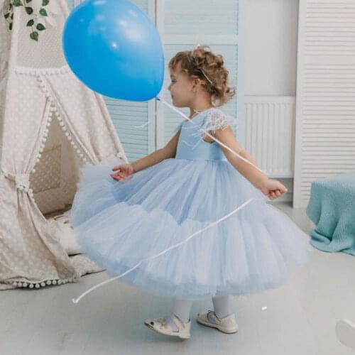 Kids Dress For Girls Net Yarn Fashion Wedding Flower Girls Puffty Dresses 12Months - 6Years Sweet Princess Birthday Party Gown