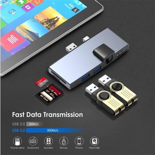 Microsoft Surface Pro 6 5 4 USB 3.0 Hub Docking Station 4K HDMI Port SD/TF Momery Card Reader Converter Combo Adapter Adaptor