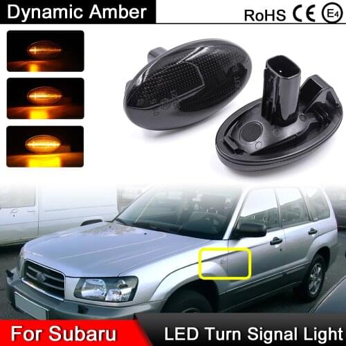 Smoked Lens LED Side Marker Light Dynamic Amber Turn Signal Lamp For Subaru Liberty 00-03 Forester 01-05 Impreza WRX STi 02-07