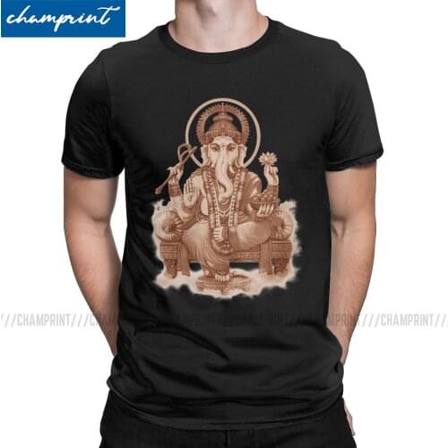 Ganesha The Remover Of All Obstacles T Shirt Men Novelty T-Shirts Shiva Lingam God India Hindu Tees Short Sleeve Clothing 6XL