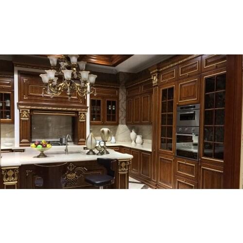 Classical maple kitchen cabinet with Roman column
