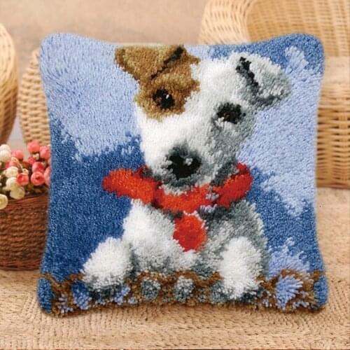 Knooppakket Smyrna Klink Haak Kleed Bloemen Cat And Dog Latch Hook Pillow Cross Stitch Pillows Embroidery Packages Pillow DIY