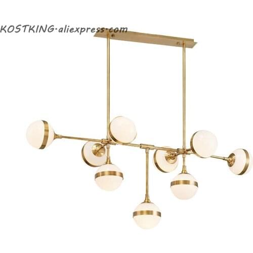 American Loft RH Retro Metal Round Led E14 Chandelier Lustre Luminaria for Living Room Glass Shades Pendant Chandelier Lighting