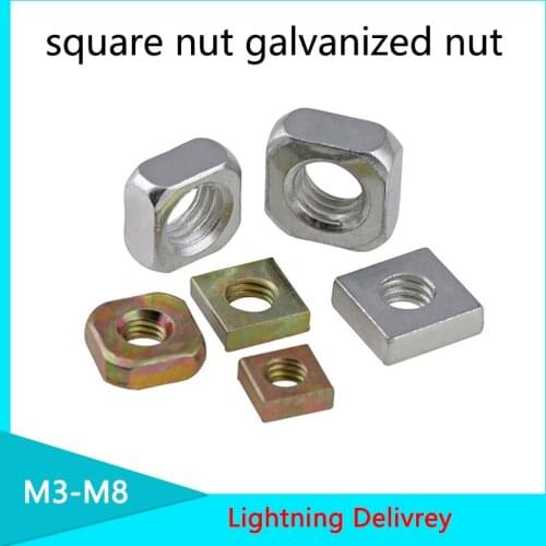 Square nut galvanized nut nickel plated square nut high strength nut Metric Threaded Square Nut Foursquare Quadrate 10/20 Pcs