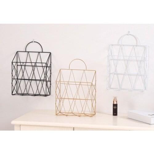 1PC Nordic Metal Storage Basket Fashion Wall Hanging Storage Rack Net Iron Desk Magazine Newspaper Organizer Holder JL 269