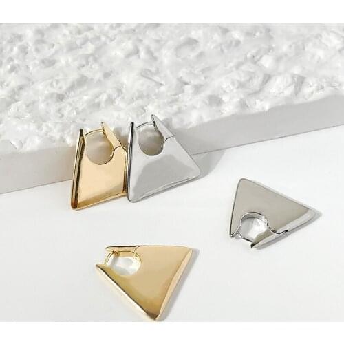 Metal Trapezoid Huggie Hoop Earrings Irregular Triangle Geometric Gold Silver Color Minimalist Earrings Women Party