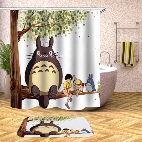 Lovely Totoro Series Design Waterproof Mildewproof Washable Cartoon Shower Curtain with Hook Bathroom Decoration Color Printing