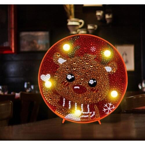 Cartoon 5D DIY Round Diamond Painting Light Night Lamp Full Drill Cross Stitch Embroidery Painting Home Kids Bedroom Decoration