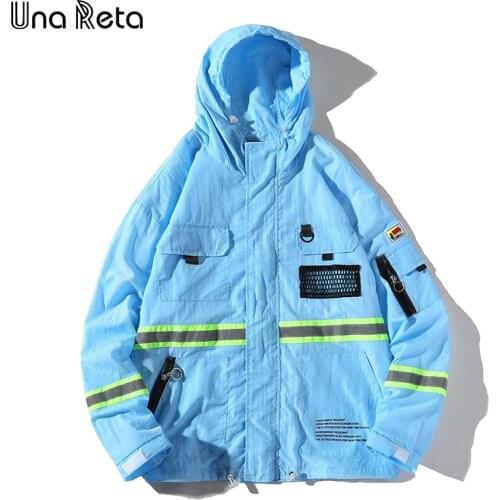 Una Reta Mens Coat Spring Summer Streetwear Jacket Tracksuit Casual Thin Trench Coat With Hoodie Lover Jackets Windbreakers