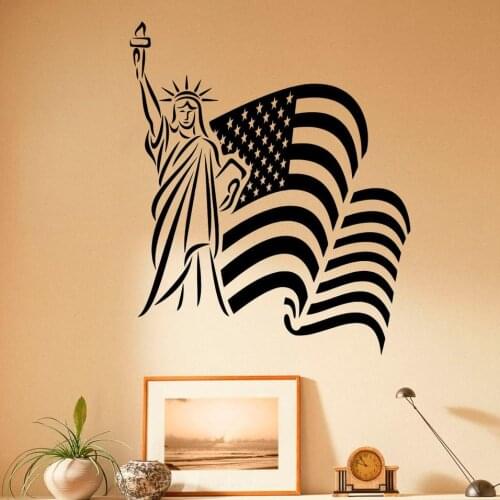 USA Flag Wall Decal Statue of Liberty Wall Stickers Vinyl Stickers for Home Interior Decor Design Bedroom Decor Art Murals C202