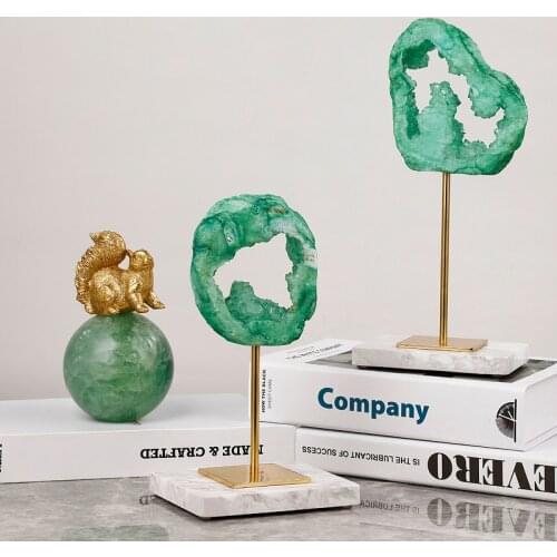 Natrual Green Crystal Spar Disc Figurines Ornaments Marble Crafts Desktop Decor Accessories For Office New House Layout Gifts