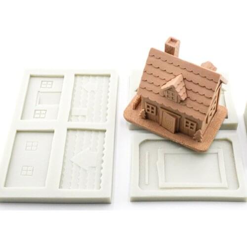 2019 New Arrival Lovely Christmas Tree Cottage House Fondant Cake Silicone Mold Christmas Chocolate sugarcraft soap Mold